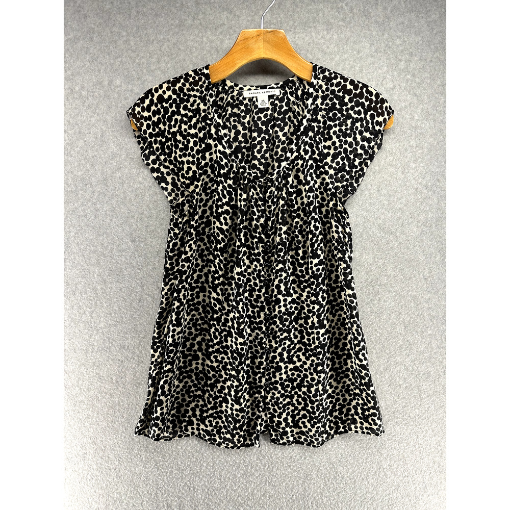 Banana Republic Womens Sheer Cheetah Print Top Size XS Full Button Lightweight